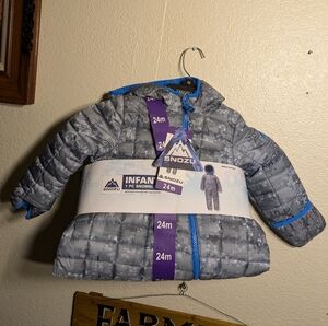 Snozu Infant Snowsuit - Gray with Blue Trim 24months